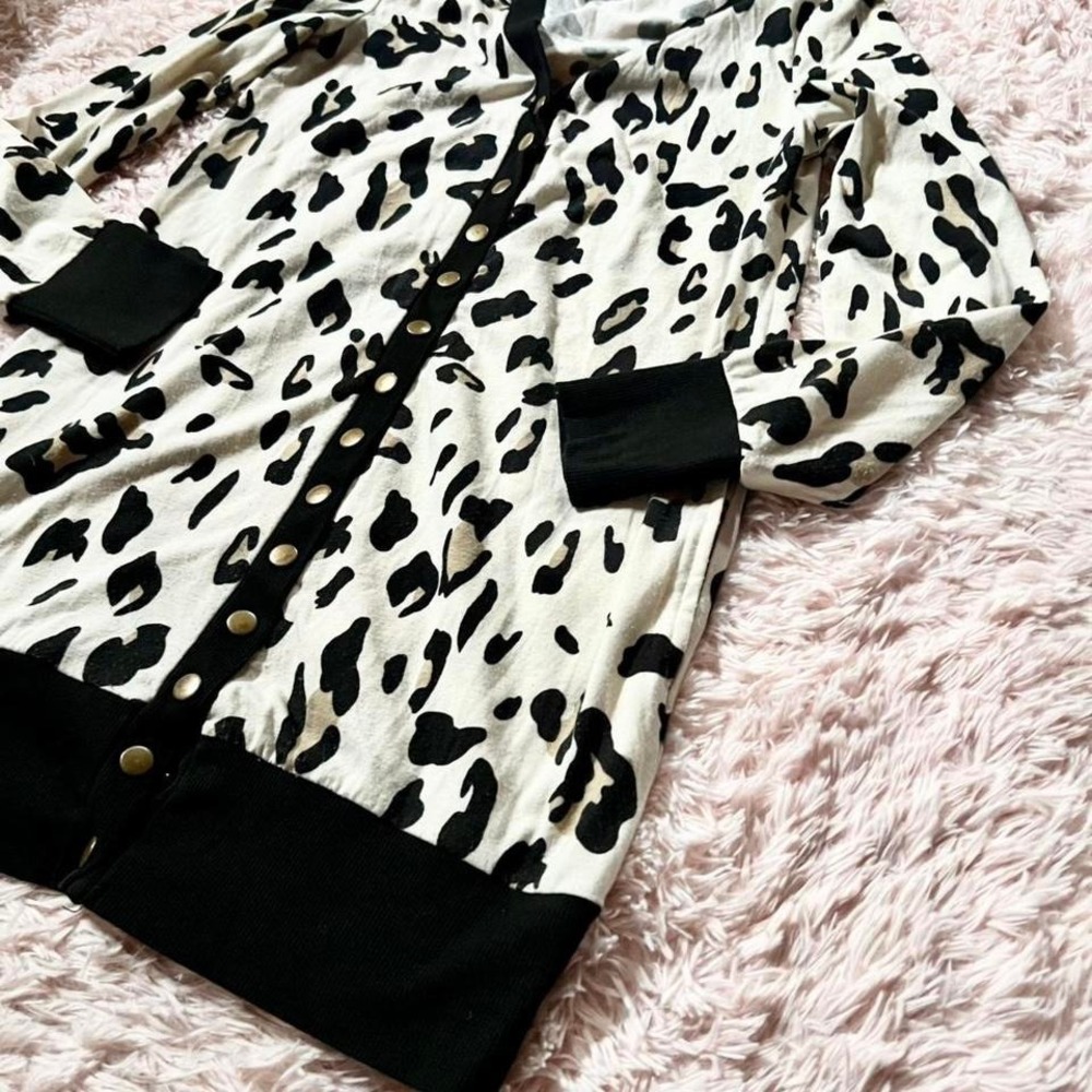 Leopard‎ Animal Print Edgy Rustic Tunic Length Snap Cardigan Womens S Southern - Picture 4 of 5